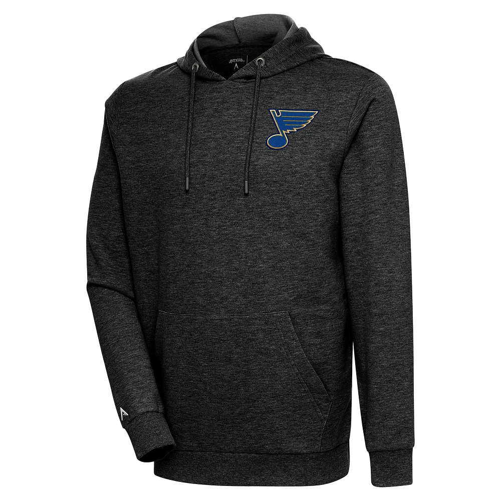 Men's Antigua Heather St. Louis Blues Action Chenille Pullover Hoodie