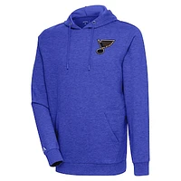 Men's Antigua Heather Royal St. Louis Blues Action Chenille Pullover Hoodie