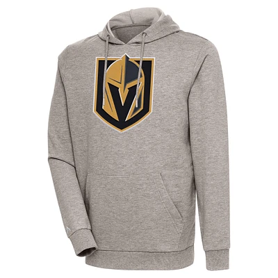 Men's Antigua Oatmeal Vegas Golden Knights Logo Action Chenille Pullover Hoodie