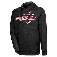 Men's Antigua Heather Washington Capitals Logo Action Chenille Pullover Hoodie