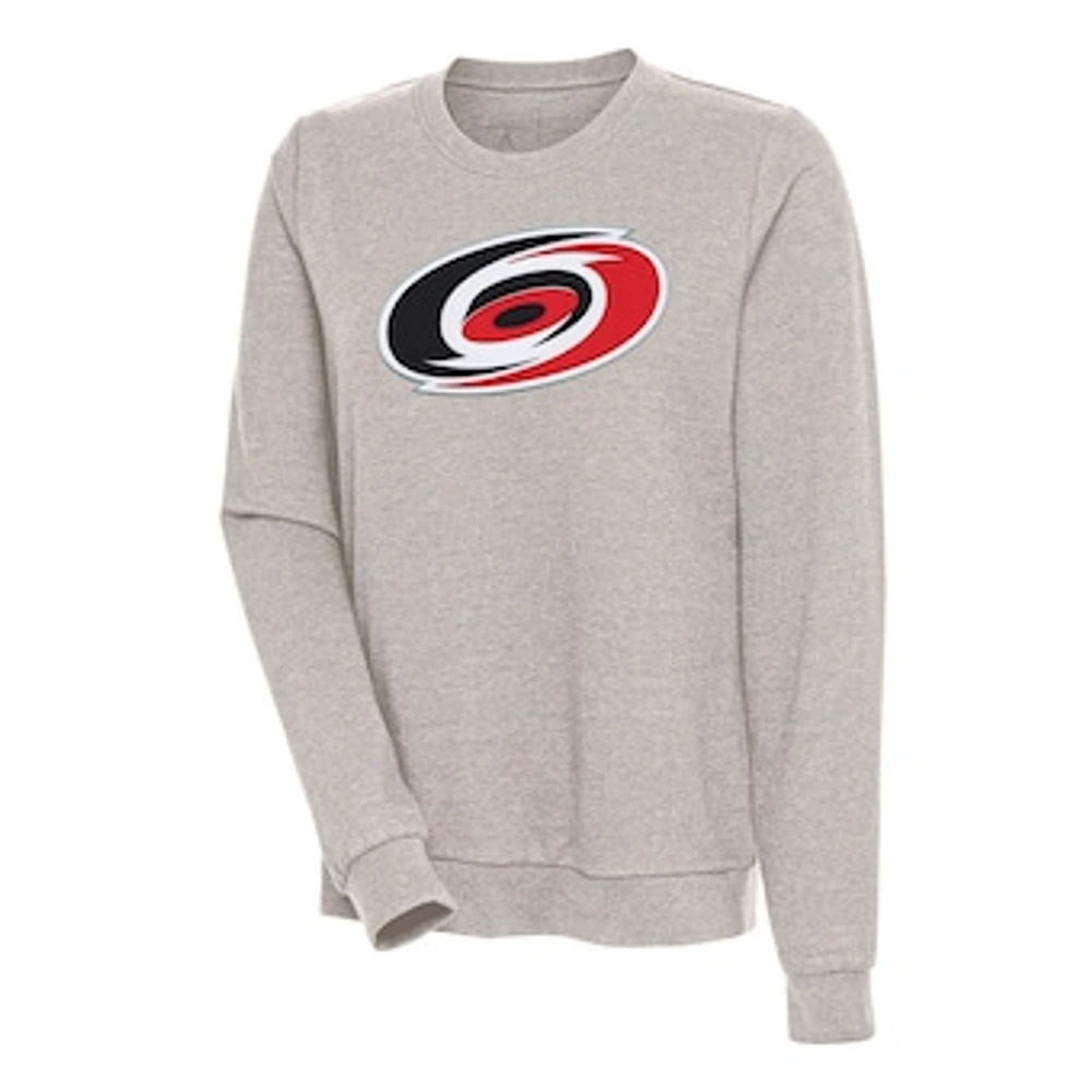 Women's Antigua Oatmeal Carolina Hurricanes Action Crewneck Chenille Pullover Sweatshirt