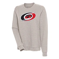 Women's Antigua Oatmeal Carolina Hurricanes Action Crewneck Chenille Pullover Sweatshirt