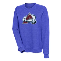 Women's Antigua Heather Royal Colorado Avalanche Action Crewneck Chenille Pullover Sweatshirt