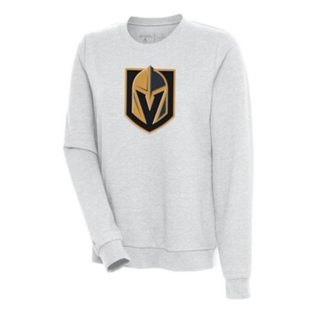 Women's Antigua Heather Gray Vegas Golden Knights Action Crewneck Chenille Pullover Sweatshirt