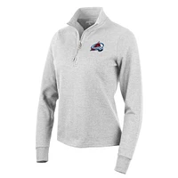 Women's Antigua Heather Gray Colorado Avalanche Action Quarter-Zip Pullover Sweatshirt