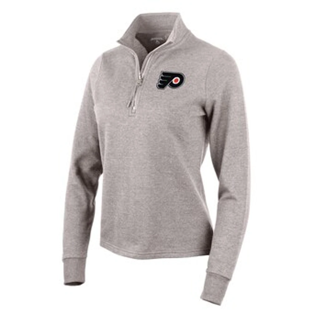 Women's Antigua Oatmeal Philadelphia Flyers Action Quarter-Zip Pullover Sweatshirt