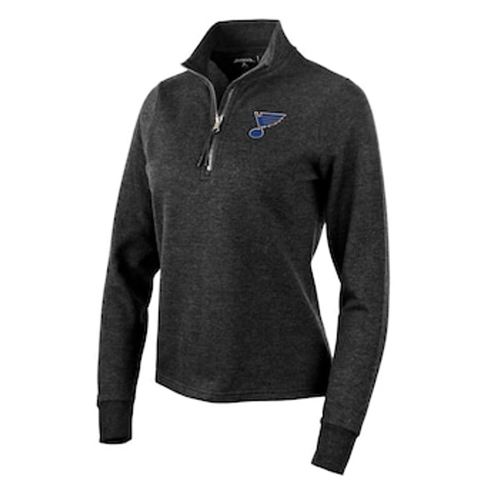 Women's Antigua Heather St. Louis Blues Action Quarter-Zip Pullover Sweatshirt