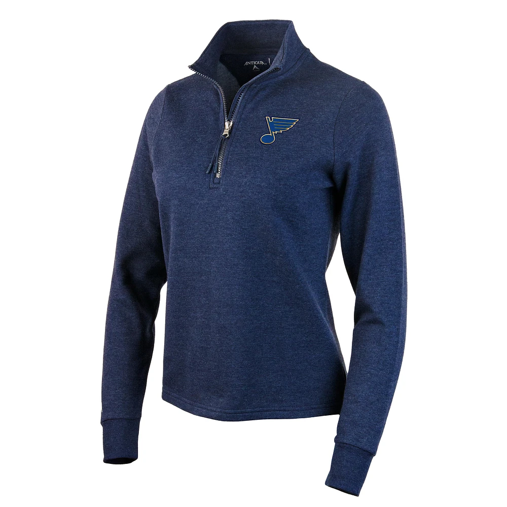 Women's Antigua Heather Navy St. Louis Blues Action Quarter-Zip Pullover Sweatshirt