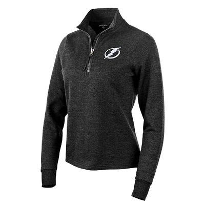 Women's Antigua Heather Black Tampa Bay Lightning Action Quarter-Zip Pullover Sweatshirt