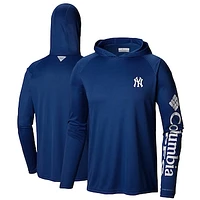Men's Columbia Navy New York Yankees Terminal Tackle Long Sleeve Hoodie T-Shirt