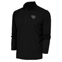 Men's Antigua Black Jacksonville Jaguars Tonal Logo Tribute Quarter-Zip Pullover Top