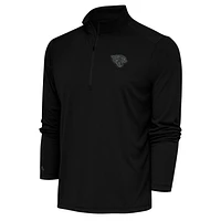 Men's Antigua Black Jacksonville Jaguars Tonal Logo Tribute Quarter-Zip Pullover Top
