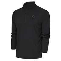 Men's Antigua Charcoal Miami Dolphins Tonal Logo Tribute Quarter-Zip Pullover Top
