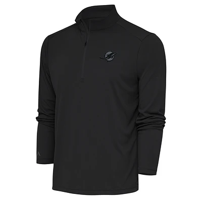 Men's Antigua Charcoal Miami Dolphins Tonal Logo Tribute Quarter-Zip Pullover Top