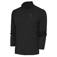 Men's Antigua Charcoal Miami Dolphins Tonal Logo Tribute Quarter-Zip Pullover Top