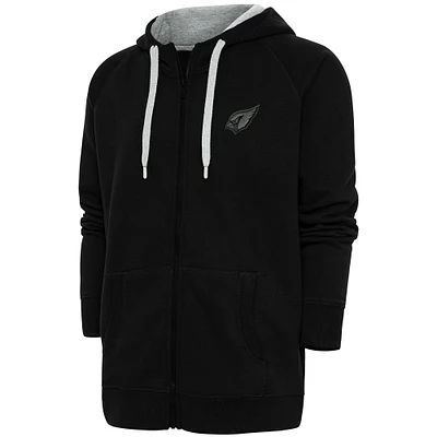 Men's Antigua Black Arizona Cardinals Tonal Logo Victory Full-Zip Hoodie