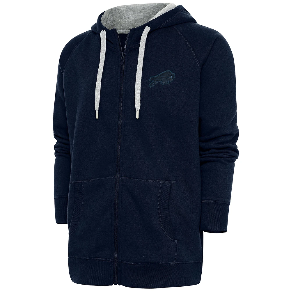 Men's Antigua Navy Buffalo Bills Tonal Logo Victory Full-Zip Hoodie