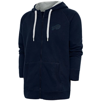 Men's Antigua Navy Buffalo Bills Tonal Logo Victory Full-Zip Hoodie