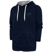 Men's Antigua Navy Buffalo Bills Tonal Logo Victory Full-Zip Hoodie