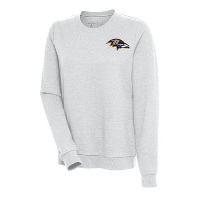 Women's Antigua Heather Gray Baltimore Ravens Logo Action Sweatshirt