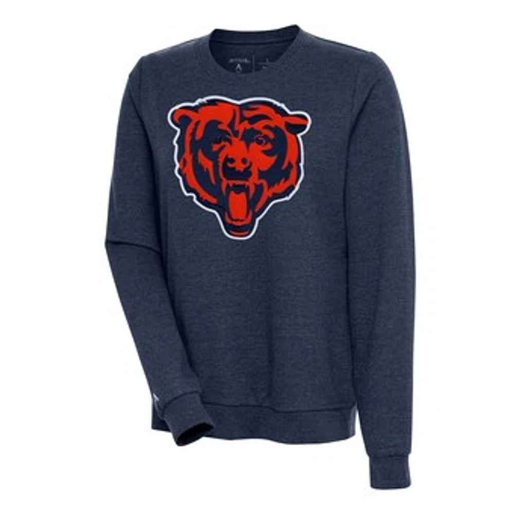 Women's Antigua Heather Navy Chicago Bears Mascot Action Sweatshirt