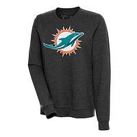 Women's Antigua Heather Black Miami Dolphins Action Sweatshirt