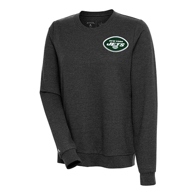 Women's Antigua Heather Black New York Jets Logo Action Sweatshirt