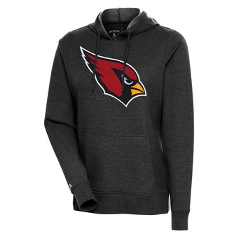 Women's Antigua Heather Black Arizona Cardinals Action Pullover Hoodie