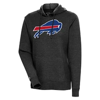 Women's Antigua Heather Black Buffalo Bills Action Pullover Hoodie