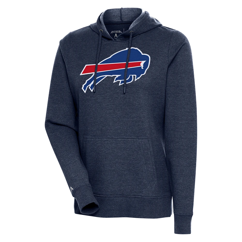 Women's Antigua Heather Navy Buffalo Bills Action Pullover Hoodie