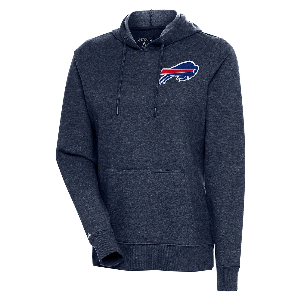 Women's Antigua Heather Navy Buffalo Bills Logo Action Pullover Hoodie