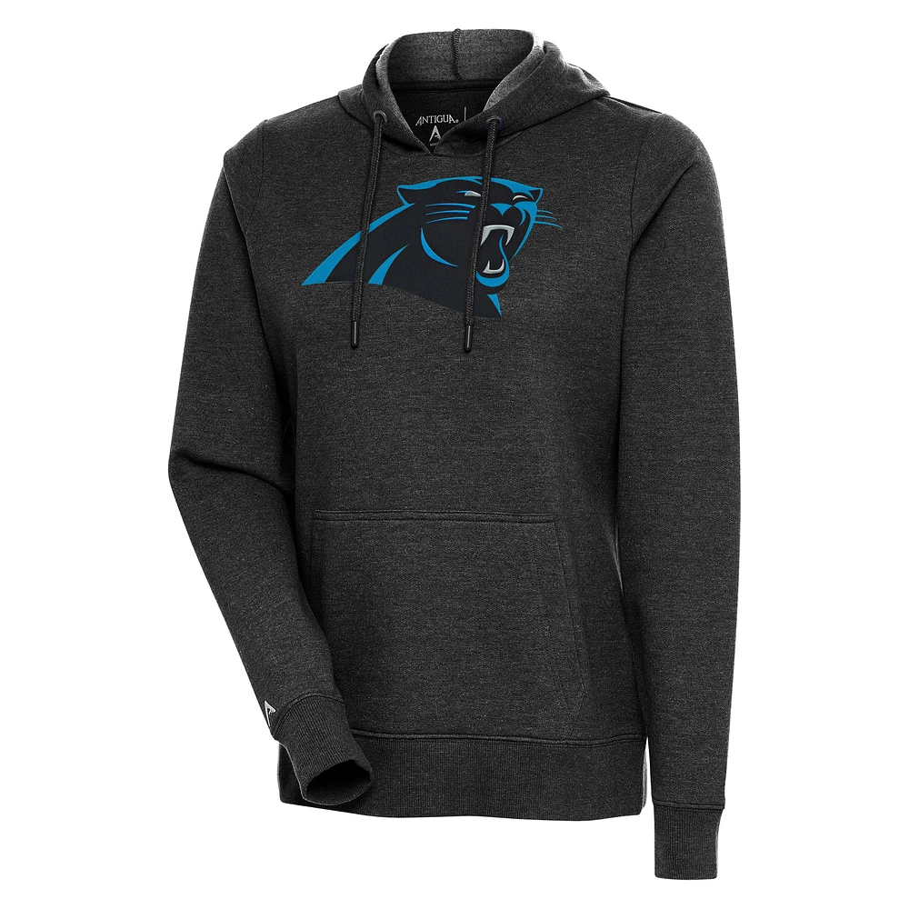 Women's Antigua Heather Carolina Panthers Action Pullover Hoodie