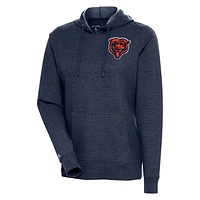 Women's Antigua Heather Navy Chicago Bears Team Mascot Action Pullover Hoodie