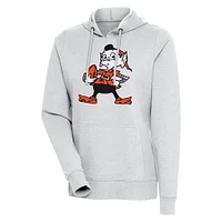 Women's Antigua Heather Gray Cleveland Browns Action Pullover Hoodie