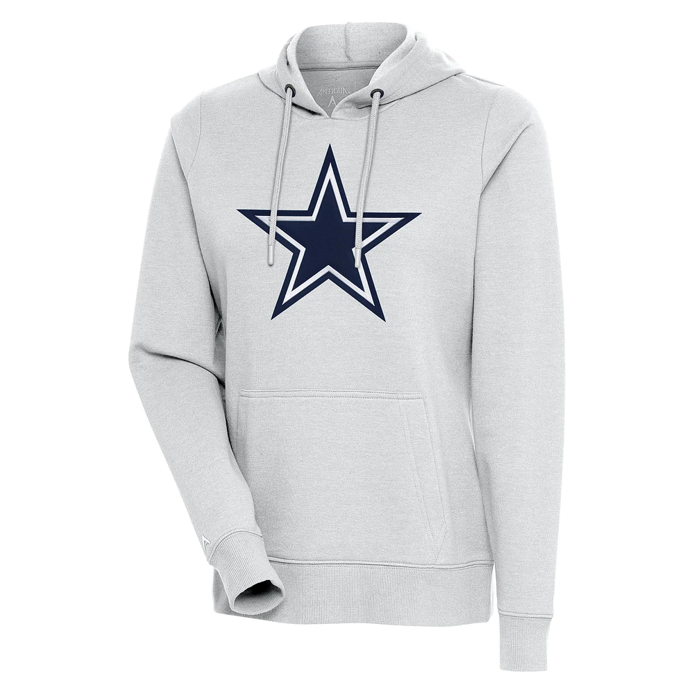 Women's Antigua Heather Gray Dallas Cowboys Action Pullover Hoodie