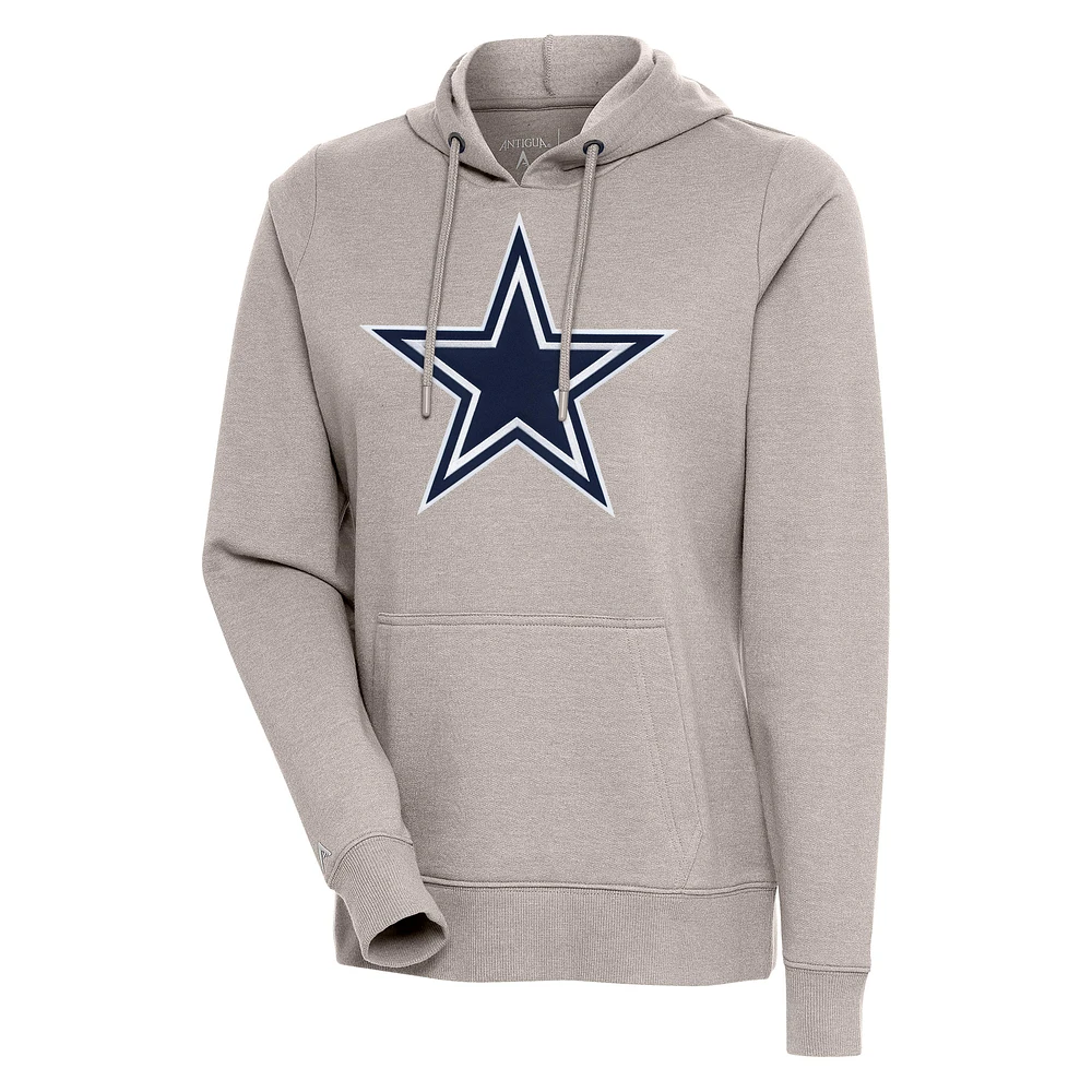 Women's Antigua Oatmeal Dallas Cowboys Action Pullover Hoodie