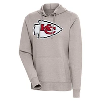 Women's Antigua Oatmeal Kansas City Chiefs Action Pullover Hoodie