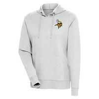 Women's Antigua Heather Gray Minnesota Vikings Logo Action Pullover Hoodie