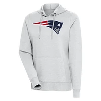 Women's Antigua Heather Gray New England Patriots Action Pullover Hoodie