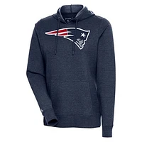 Women's Antigua Heather Navy New England Patriots Action Pullover Hoodie