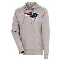 Women's Antigua Oatmeal New England Patriots Action Pullover Hoodie