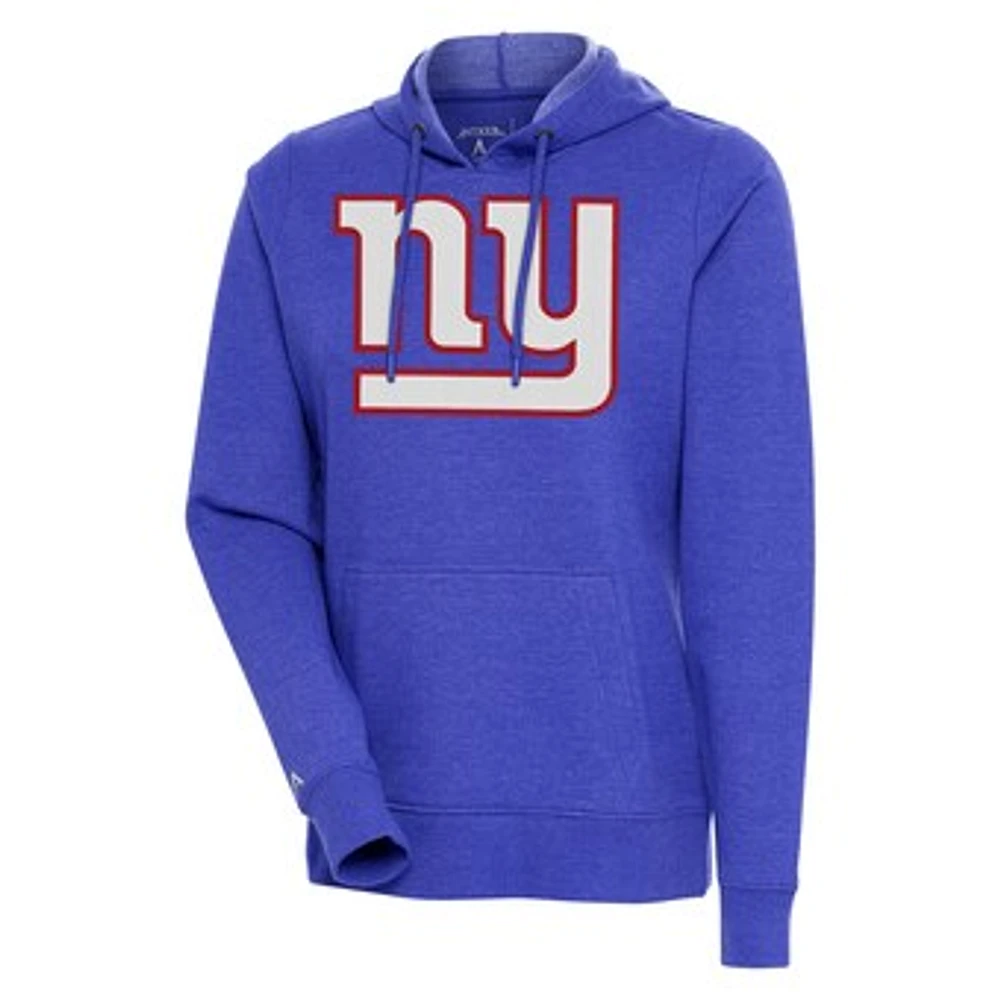 Women's Antigua Heather Royal New York Giants Action Pullover Hoodie