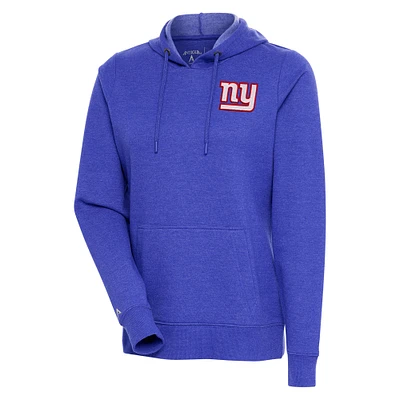 Women's Antigua Heather Royal New York Giants Logo Action Pullover Hoodie