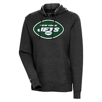 Women's Antigua Heather New York Jets Action Pullover Hoodie