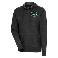 Women's Antigua Heather New York Jets Logo Action Pullover Hoodie