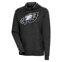 Women's Antigua Heather Black Philadelphia Eagles Action Pullover Hoodie