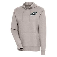 Women's Antigua Oatmeal Philadelphia Eagles Logo Action Pullover Hoodie