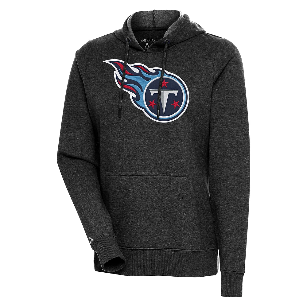 Women's Antigua Heather Tennessee Titans Action Pullover Hoodie