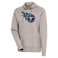 Women's Antigua Oatmeal Tennessee Titans Action Pullover Hoodie