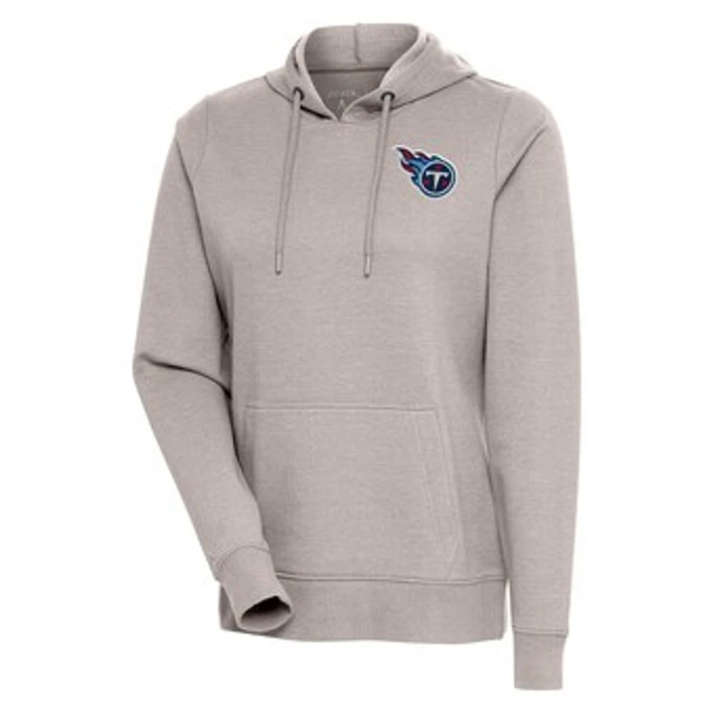 Women's Antigua Oatmeal Tennessee Titans Logo Action Pullover Hoodie